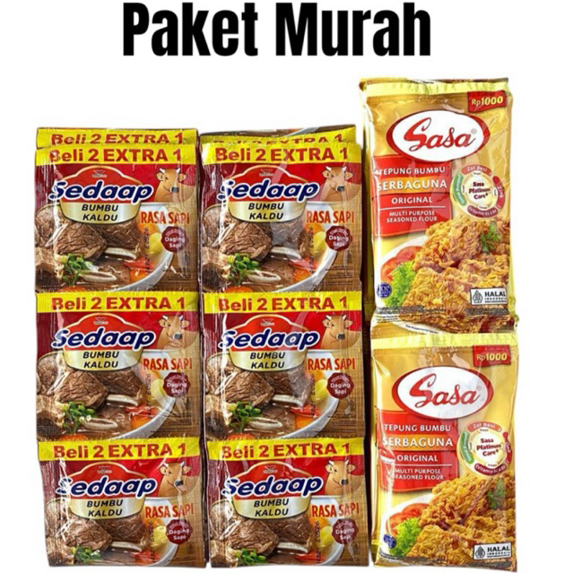 

36 sachet/ 2 renceng Sedaap Bumbu Kaldu + 10 sachet Tepung Bumbu Sasa Serbaguna
