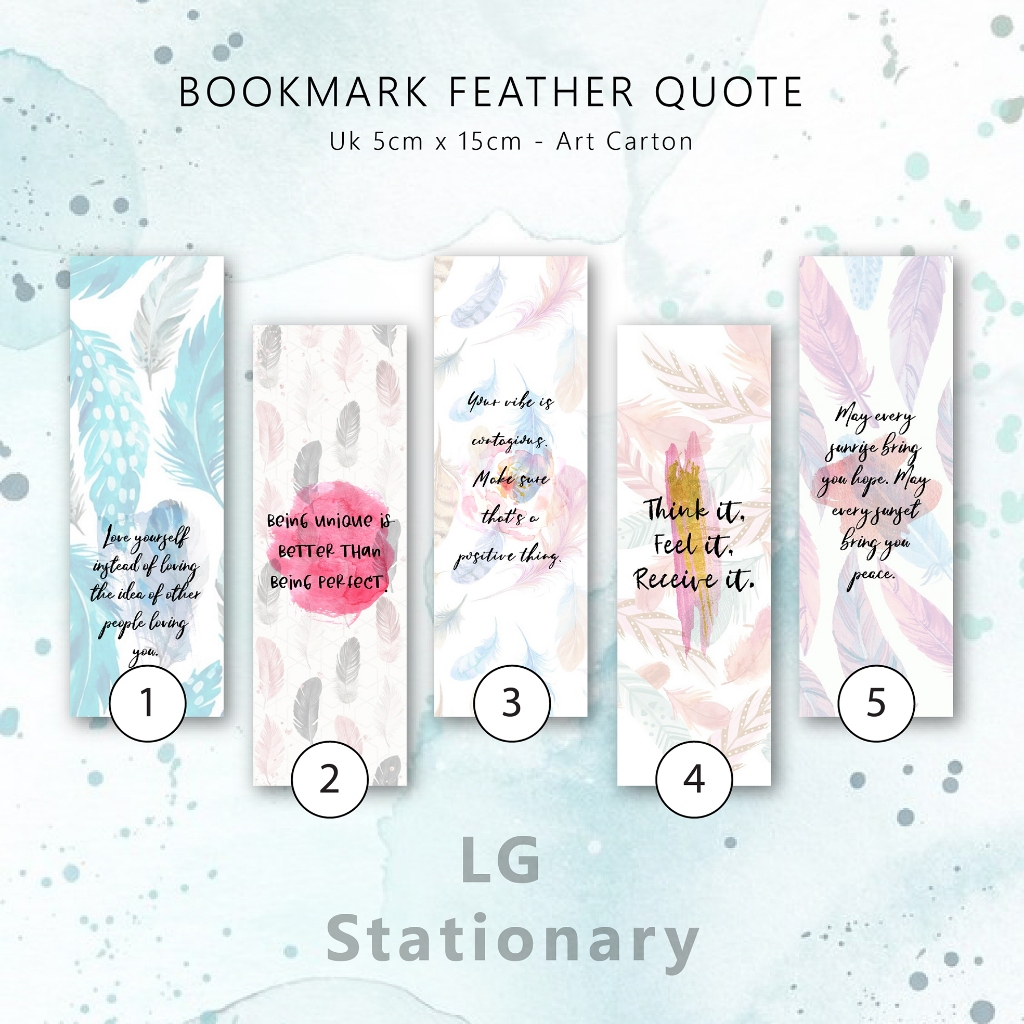 

Pembatas Buku Feather Aesthetic / Bookmark 5 x 15 (Set)