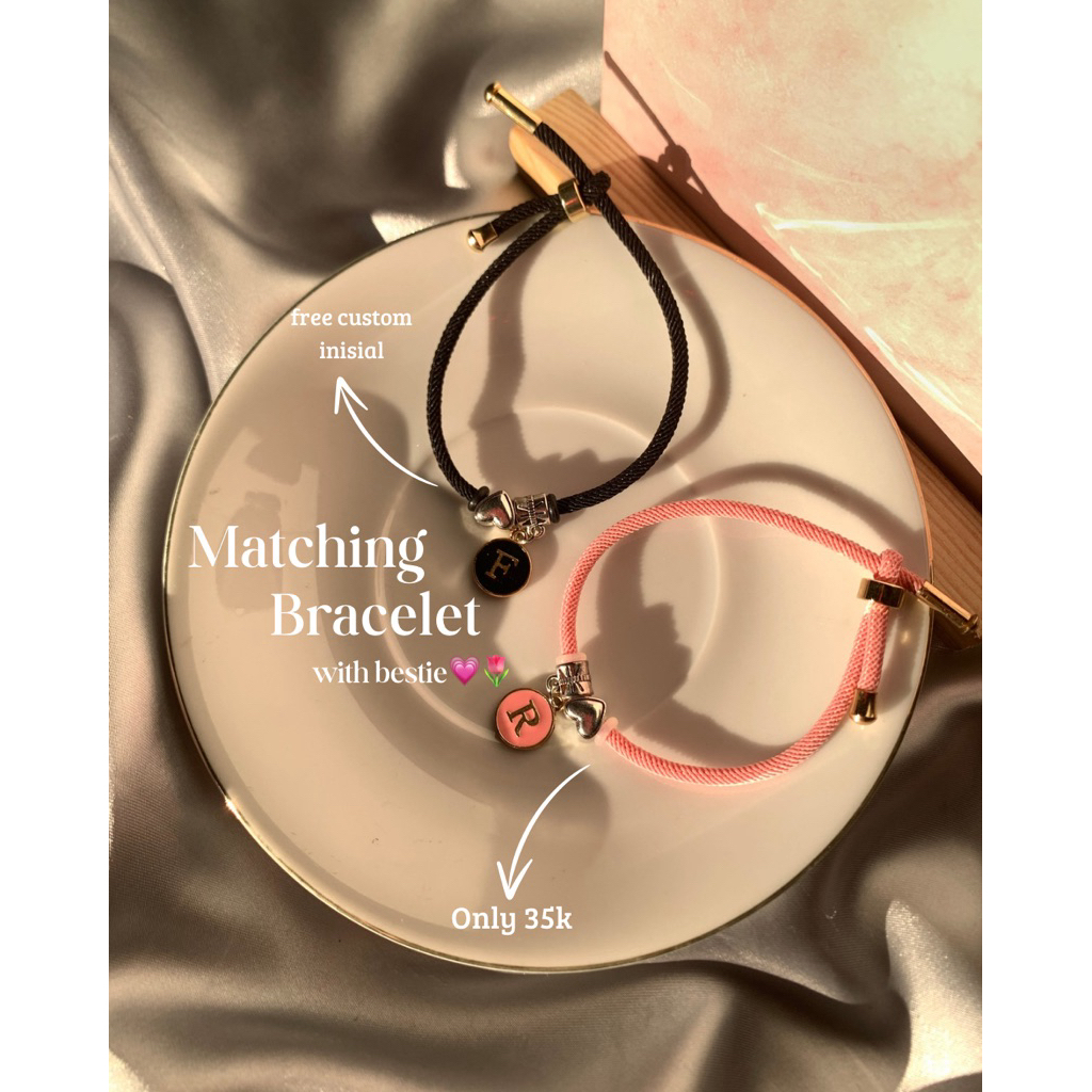 Gelang Couple With bestie Req Inisial | Gelang Huruf | Gelang Serut Couple