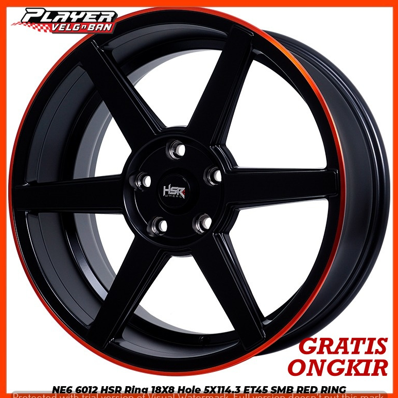 VELG MOBIL RING18 BLACK LIS MERAH RATA BODY INNOVA ACCORD FELK HSR NE6 R18 LEBAR8 PCD5X114,3 ET45