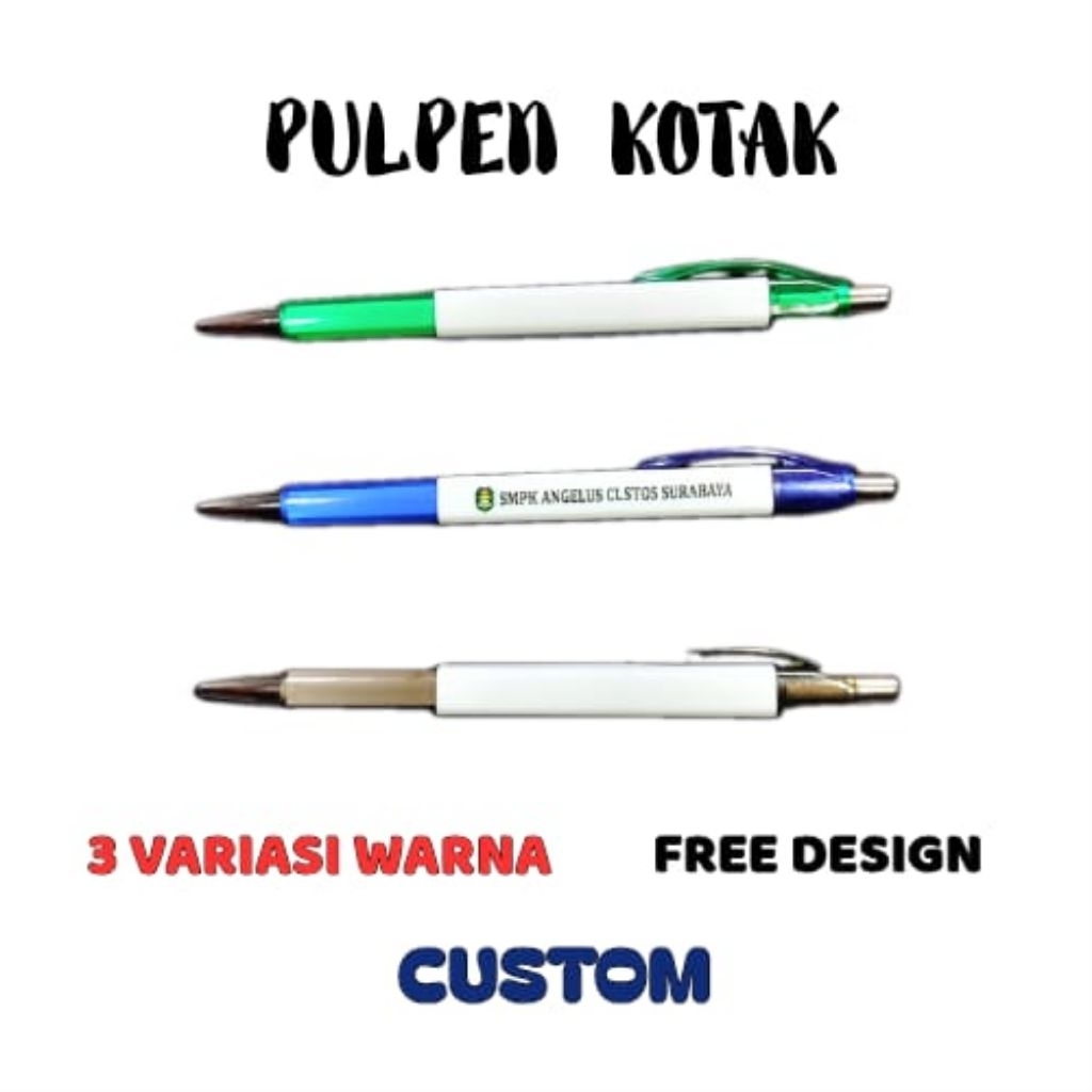 

Pulpen Square Kotak Custom Print Sticker UV Desain Souvenir Seminar Pernikahan Sekolah Segi Empat