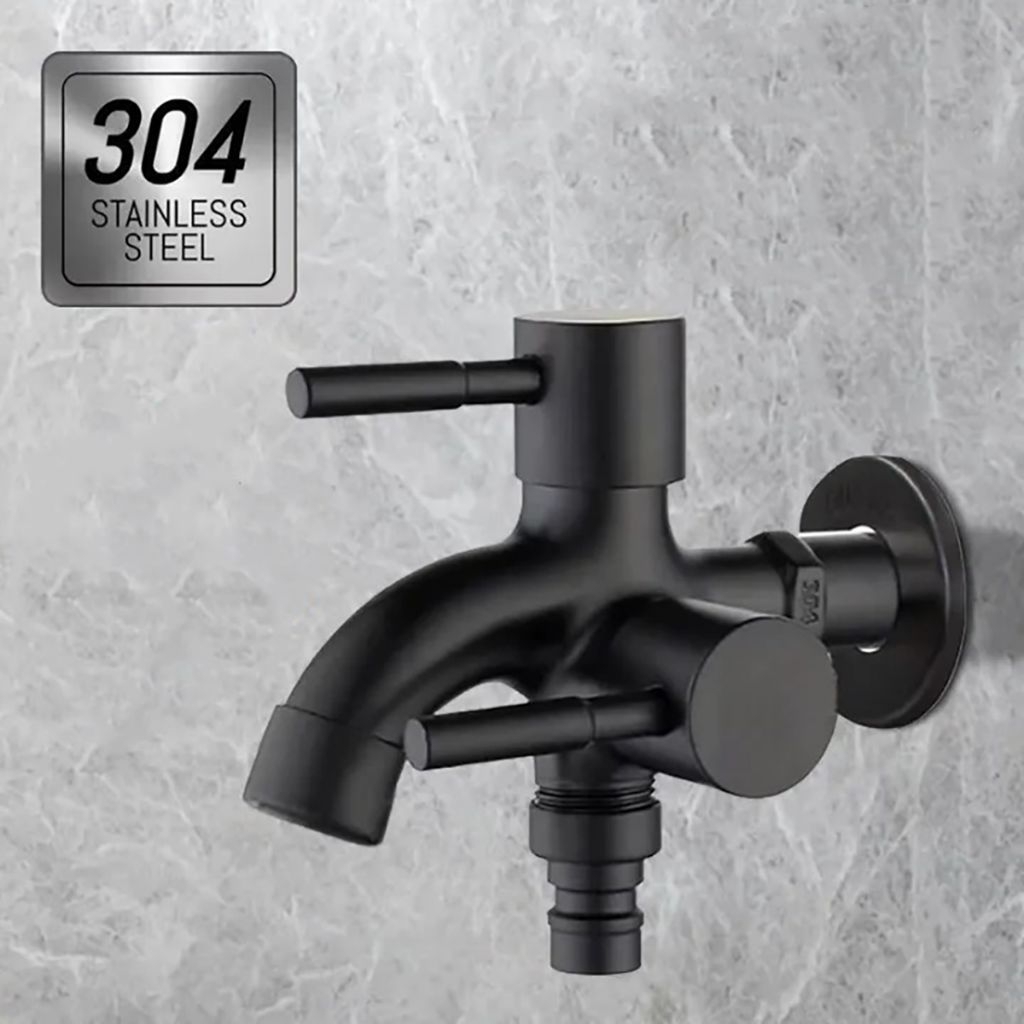 Kran Cabang Kran Air 2 Cabang Kran Double Kamar Mandi Stainless Steel