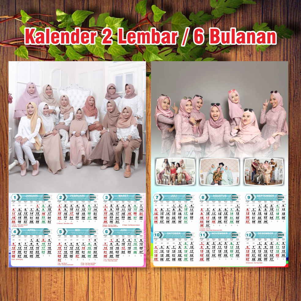 

kalender 2026 isi 2 lembar | 6 bulanan (GRATIS DESAIN)