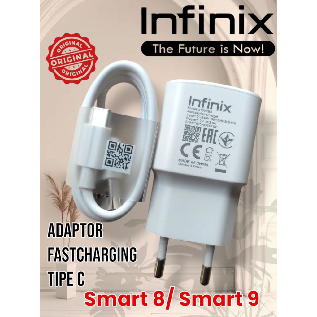 Casan Hp Infinix Smart 8 Tipe C Fastcharging, Original 10 Watt,Suport Pengisian Daya Cepat