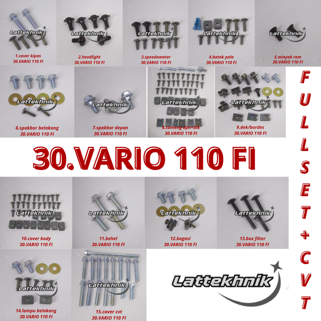 C30 Vario 110 Fi Full Set / Baud Honda Vario 110 Fi Full set Full Body / Baut Baud Honda Vario 110 F