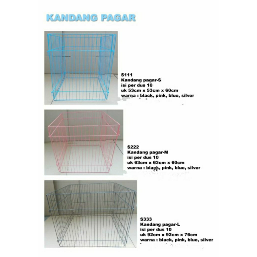Kandang Pagar Besi Perlembar Anjing Kelinci S111/S222/S333