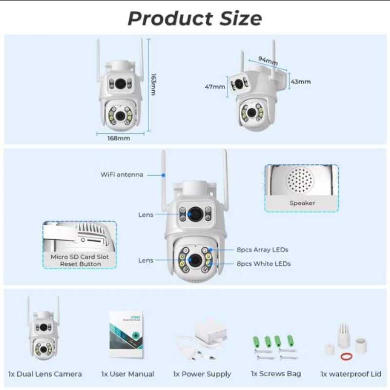 CCTV Wifi Outdoor 6MP Dual Lens Waterproof HP Jarak
