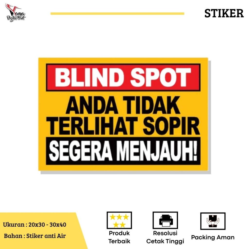 

Stiker Blind Spot / Stiker Keselamatan Lalu Lintas / Stiker K3 Kendaraan / Stiker Truk