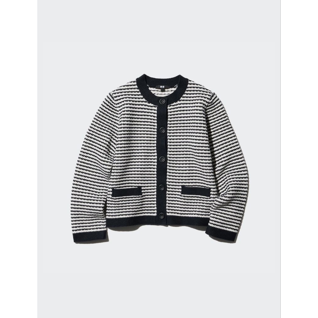 uniqlo knitted short stripped jacket