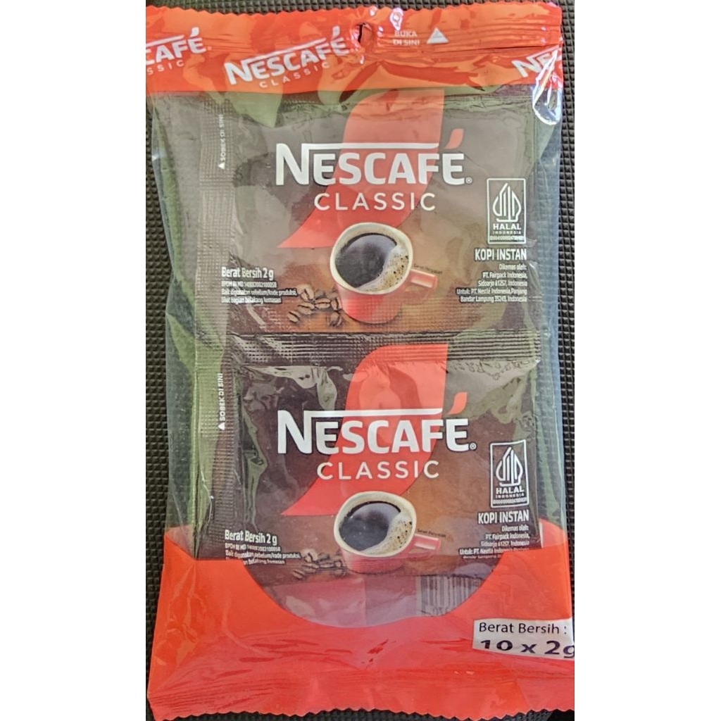 

Nescafe Classic 100% Kopi Murni 20g (isi 10 sachet × 2g) - Kemasan Praktis