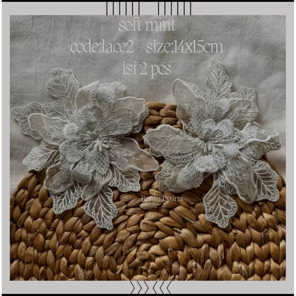 Aplikasi bunga tempel organza bordir