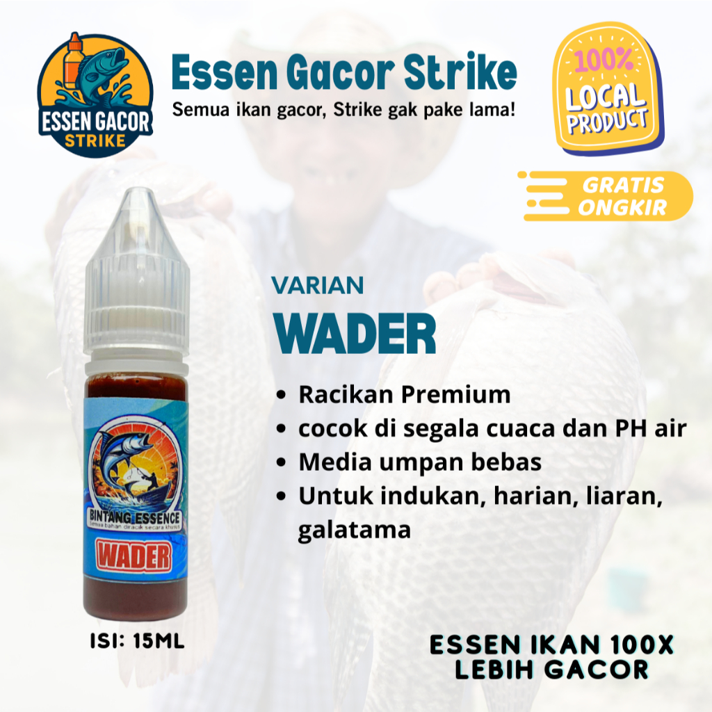BINTANG ESSEN WADER 15ML Essen Ikan Wader Sungai & Kolam – Ampuh Pikat Wader Liar, Pari, dan Lokal