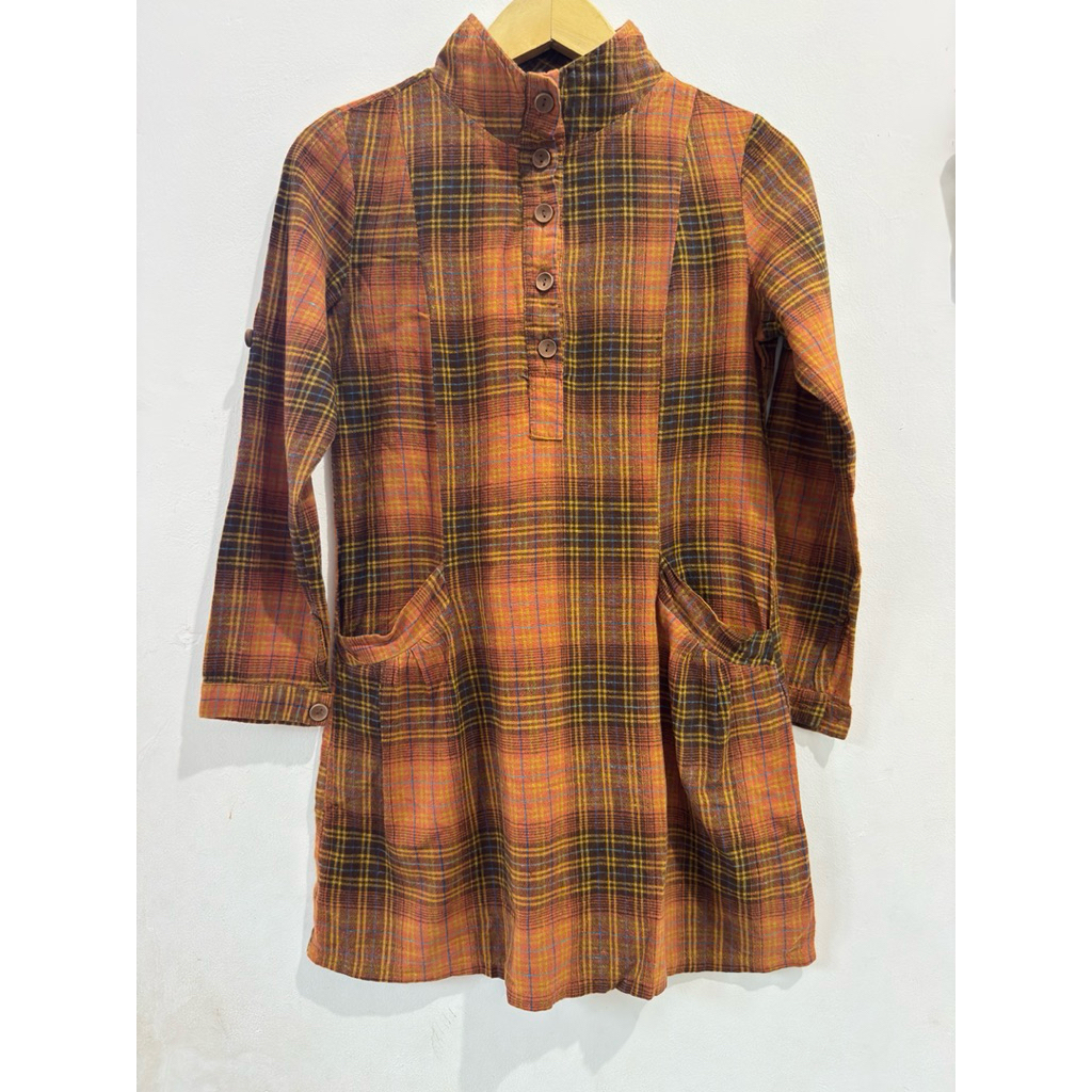 Tunik Wanita Tartan Flanel Kotak2 Teracota