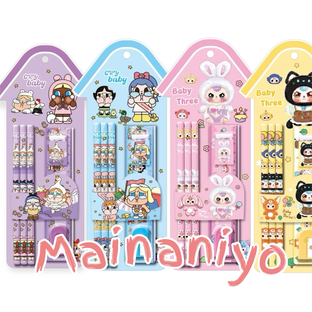 

Set Alat Tulis Anak Lucu 6in1 – Pensil Karakter Imut + Rautan + Penghapus