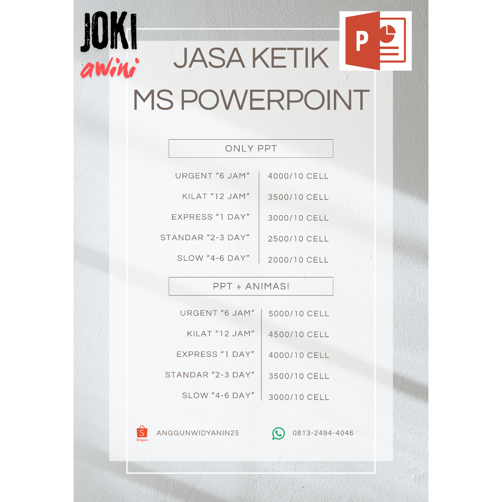 JASA KETIK PPT RAPI