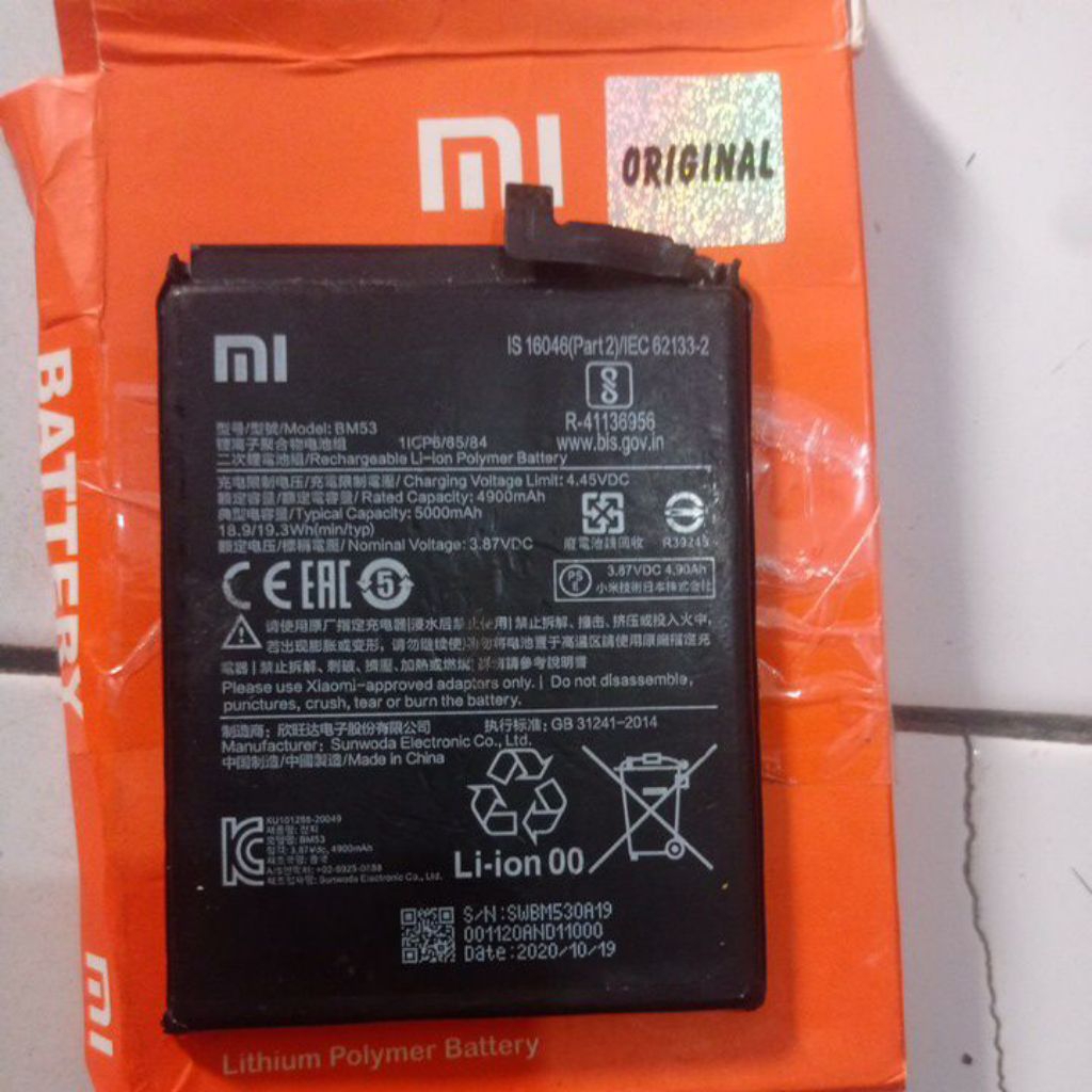 Baterai Xiaomi Mi 10T Batre Xiaomi Mi 10T Pro BM53 Original BM 53
