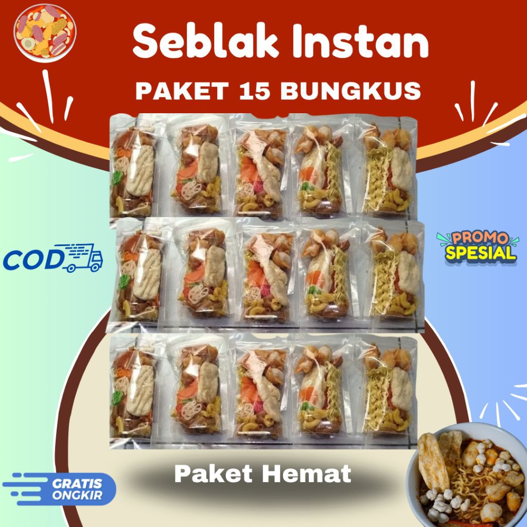 

Paket Hemat 15pcs/bks Seblak Instan Siap Saji (Paket 15 Bungkus) Khas Bandung