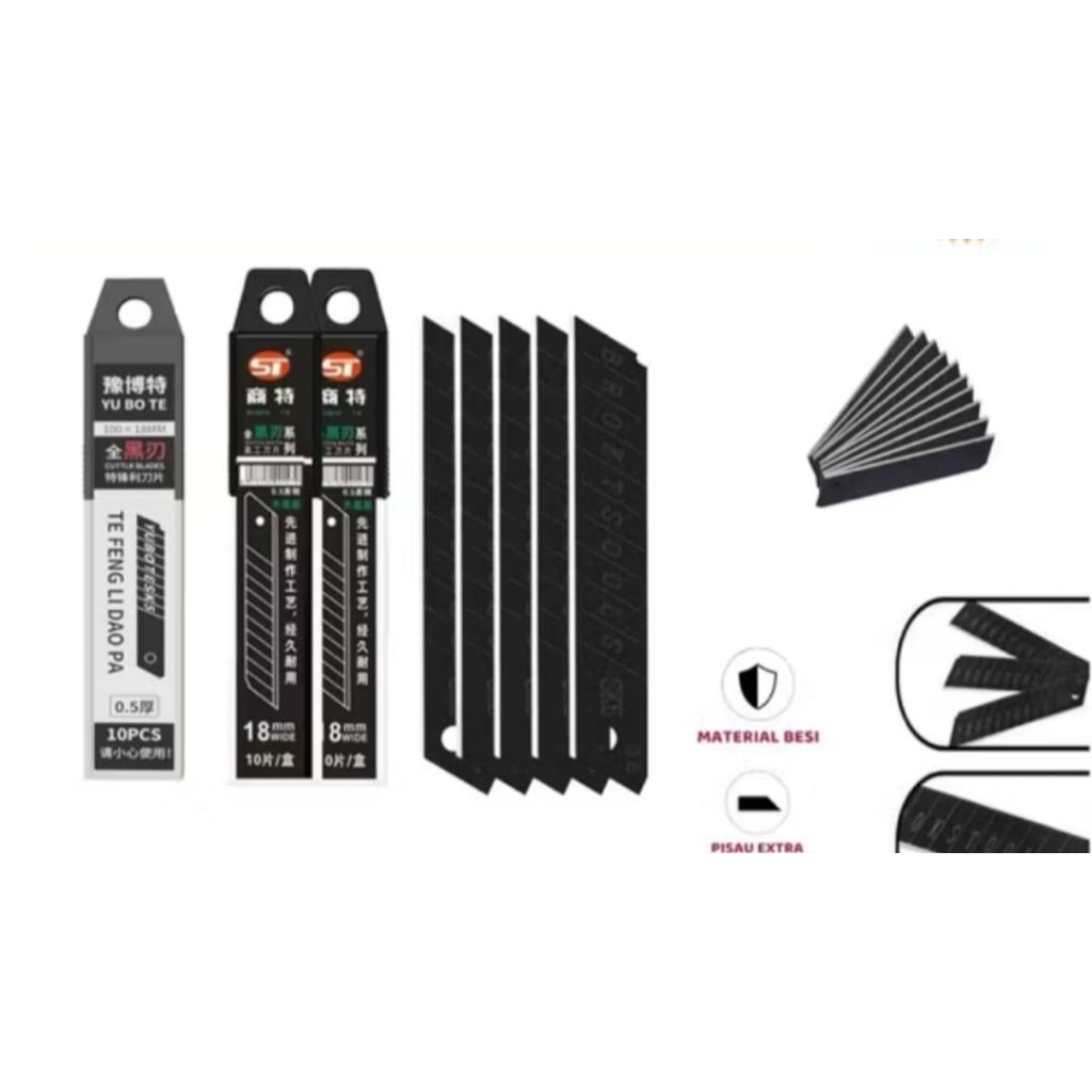 

(RCH) Reffil / isi ulang Cutter hitam pisau Tajam kater