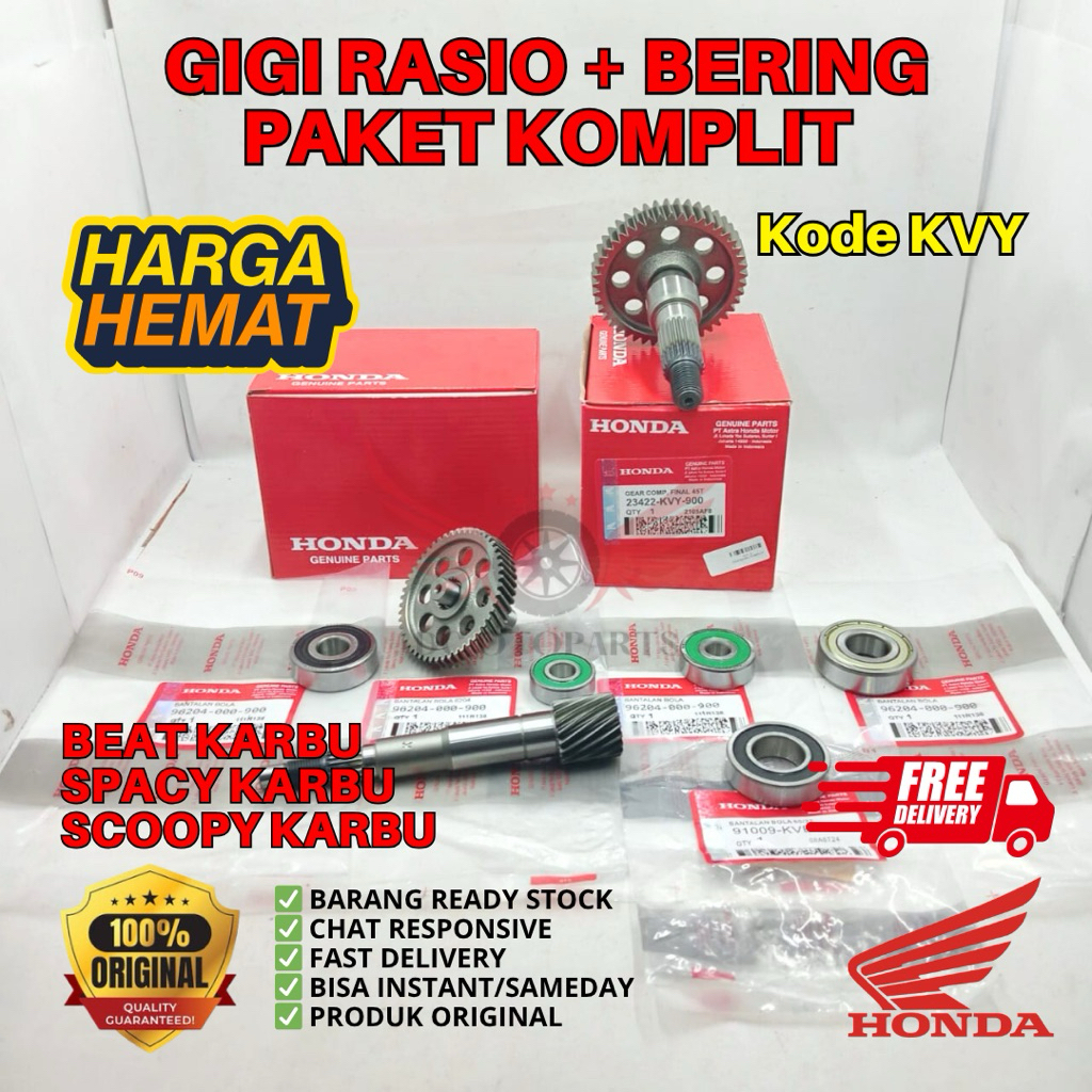 KVY GIGI RASIO BEAT KARBU ORIGINAL AHM HONDA, GIGI RASIO ORIGINAL SPACY KARBU, GIGI RASIO HONDA SCOO