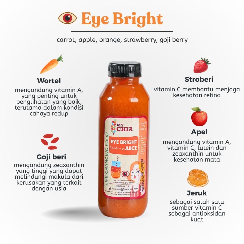 

Eye Bright Healing Juice 250ml Jus Carrot Wortel Apel Cold Pressed