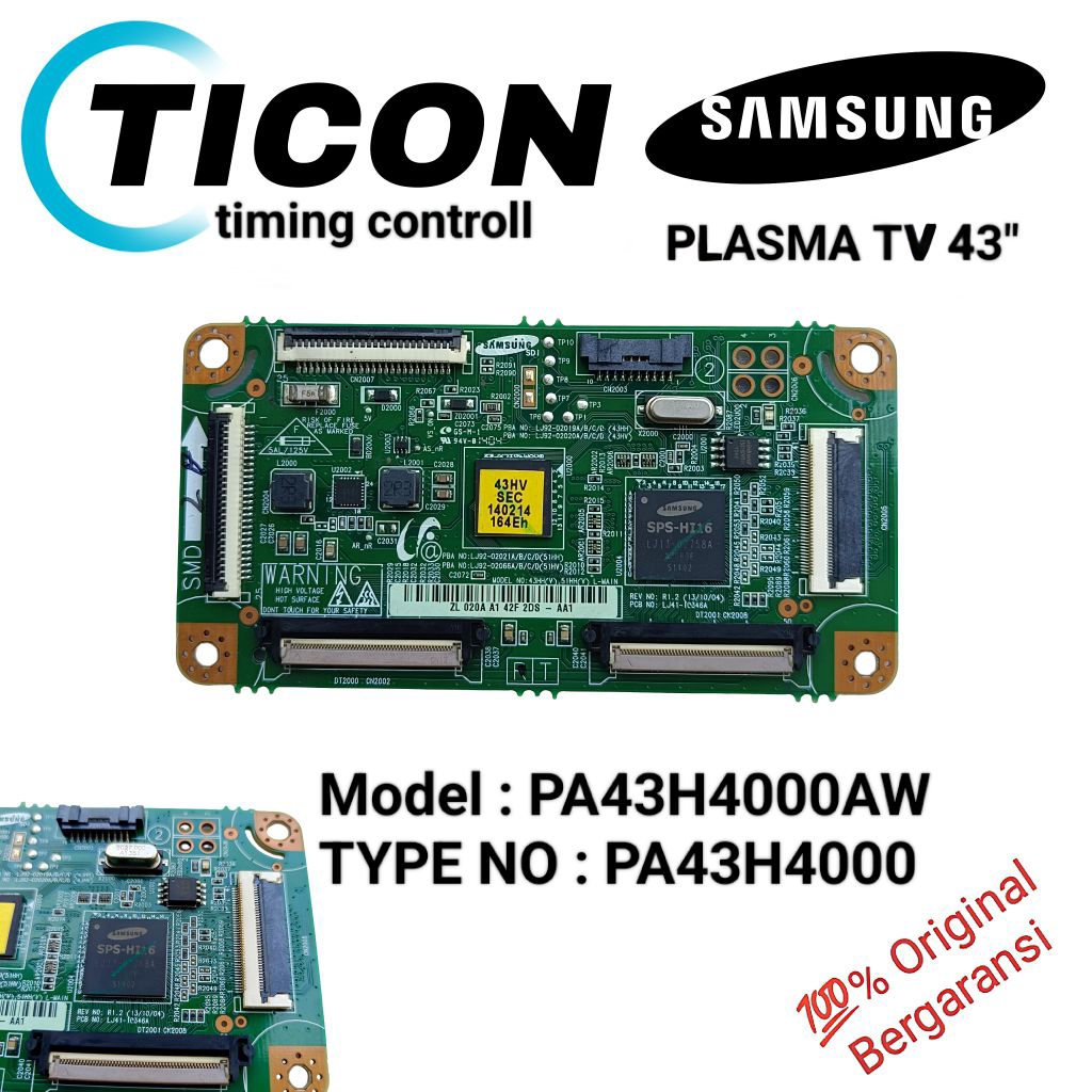 TICON / TIMING CONTROL t con TV SAMSUNG PLASMA 43inch PA43H4000AW , PA43H4000 PA 43 H4000 Logic cont
