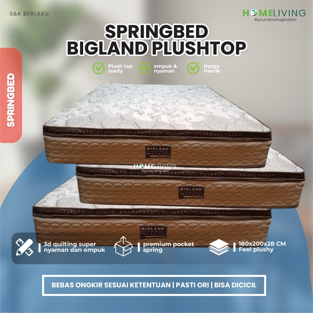HOMELIVING - BIGLAND PLUSTOP - SPRINGBED - MATRAS - KASUR BIGLAND - SPRINGBED 180X200
