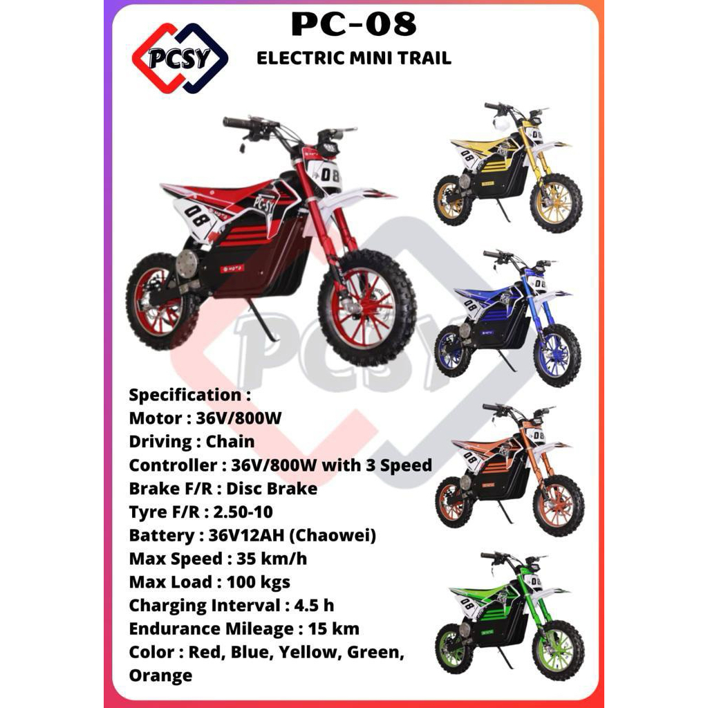 Mini Trail Elektrik 800w 36v 12ah