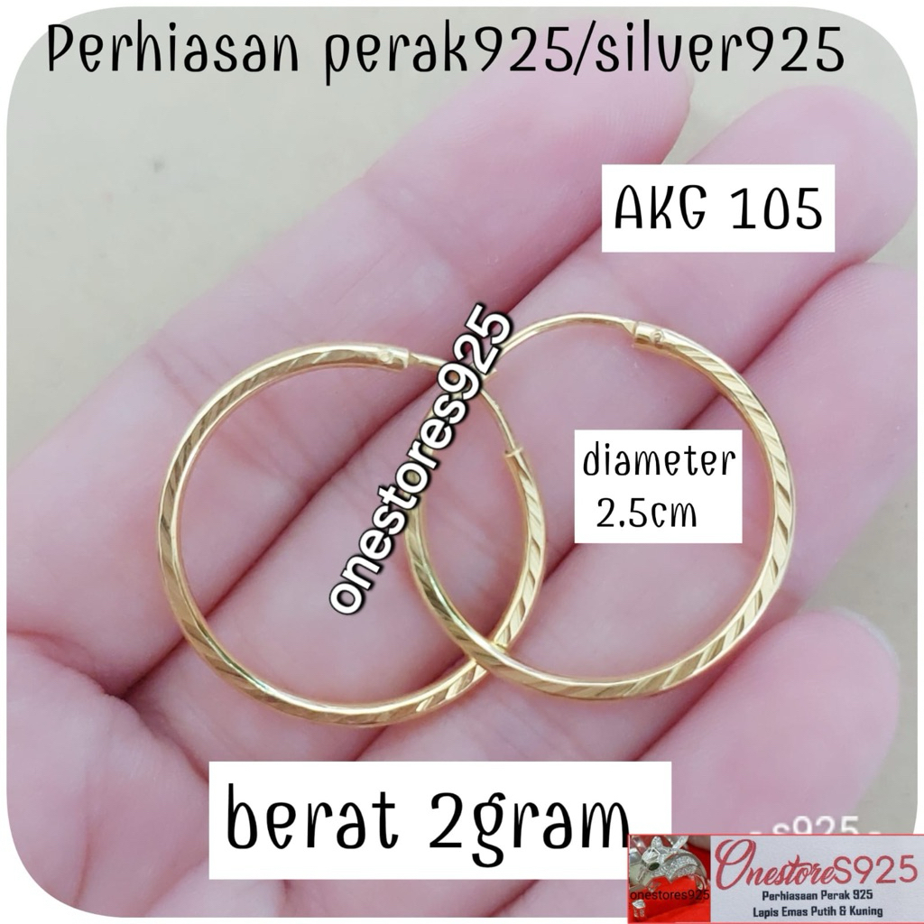 ANTING GIPSI PERAK 925 LAPIS EMAS KUNING