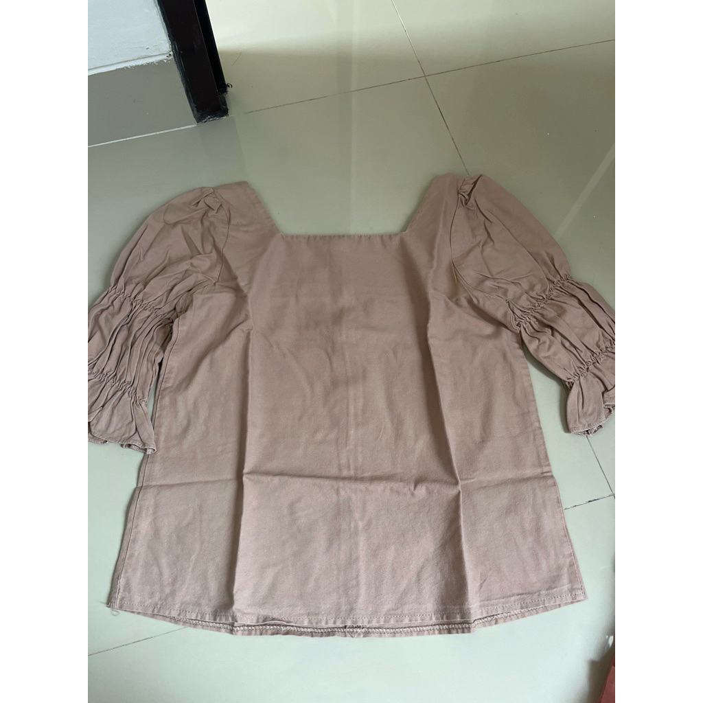 Preloved Square Neck Top in Mocca