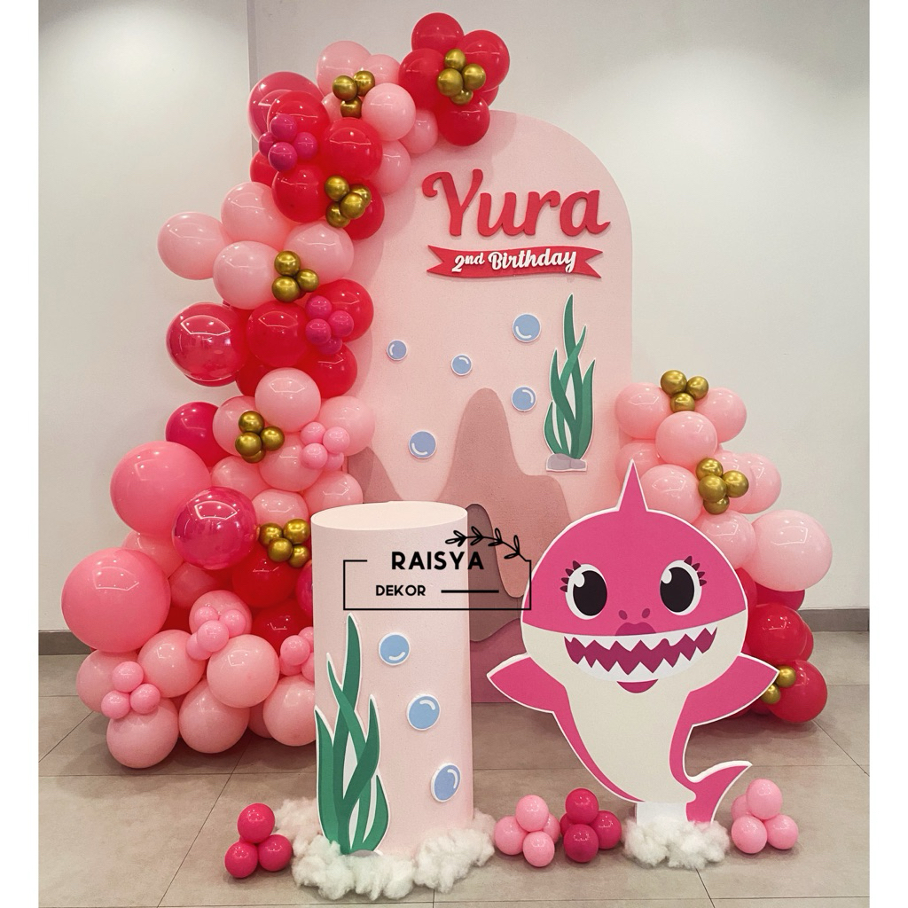 Dekorasi Balon ulang tahun babyshark + Jasa pasang