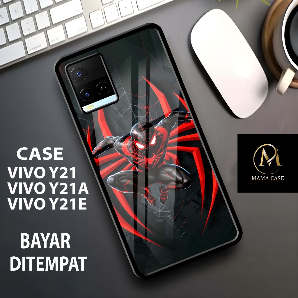 Case Hp VIVO Y21 Y21A Y21E Y21S Casing Hp Glossy Case Spiderman - Casing Glossy Kilau 2D