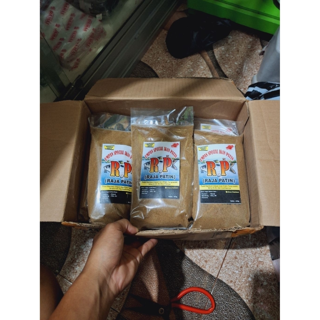 pelet raja patin original produk, pelet ikan, pelet halus, pelet nila, pelet tombro, pelet sangrai, 