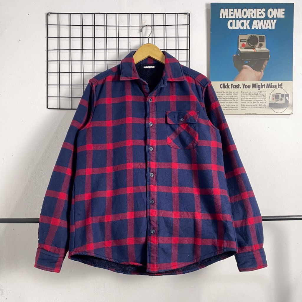 UNIQLO KEMEJA FLANEL VETERANO TEBAL SHERPA DALAM SECOND ORIGINAL, JAKET UNIQLO, UNIQLO SHERPA