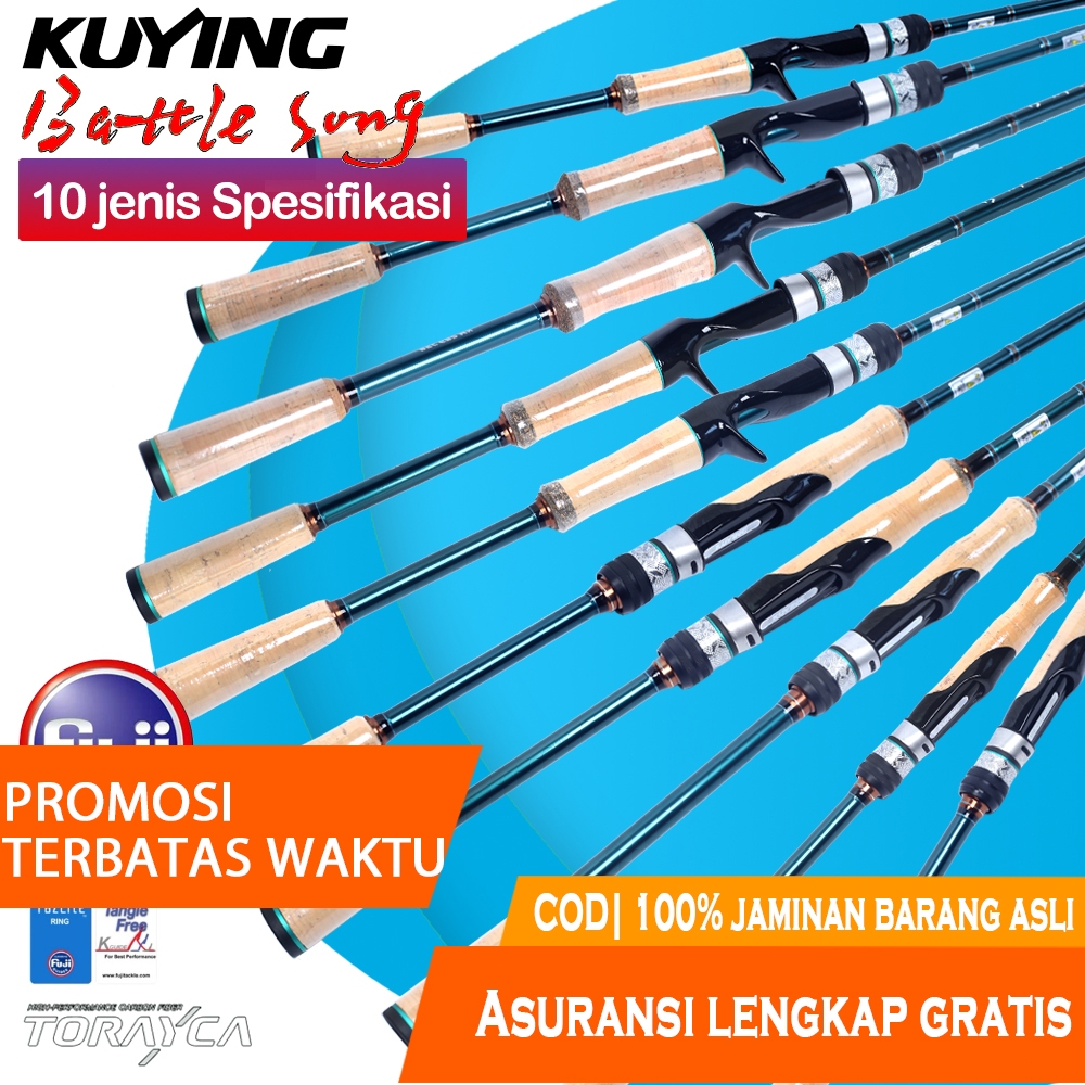 KUYING BATTLE SONG Joran Fishing Rod Pancing Spinning BC Baicasting Karbon Fast FUJI M ML MH L