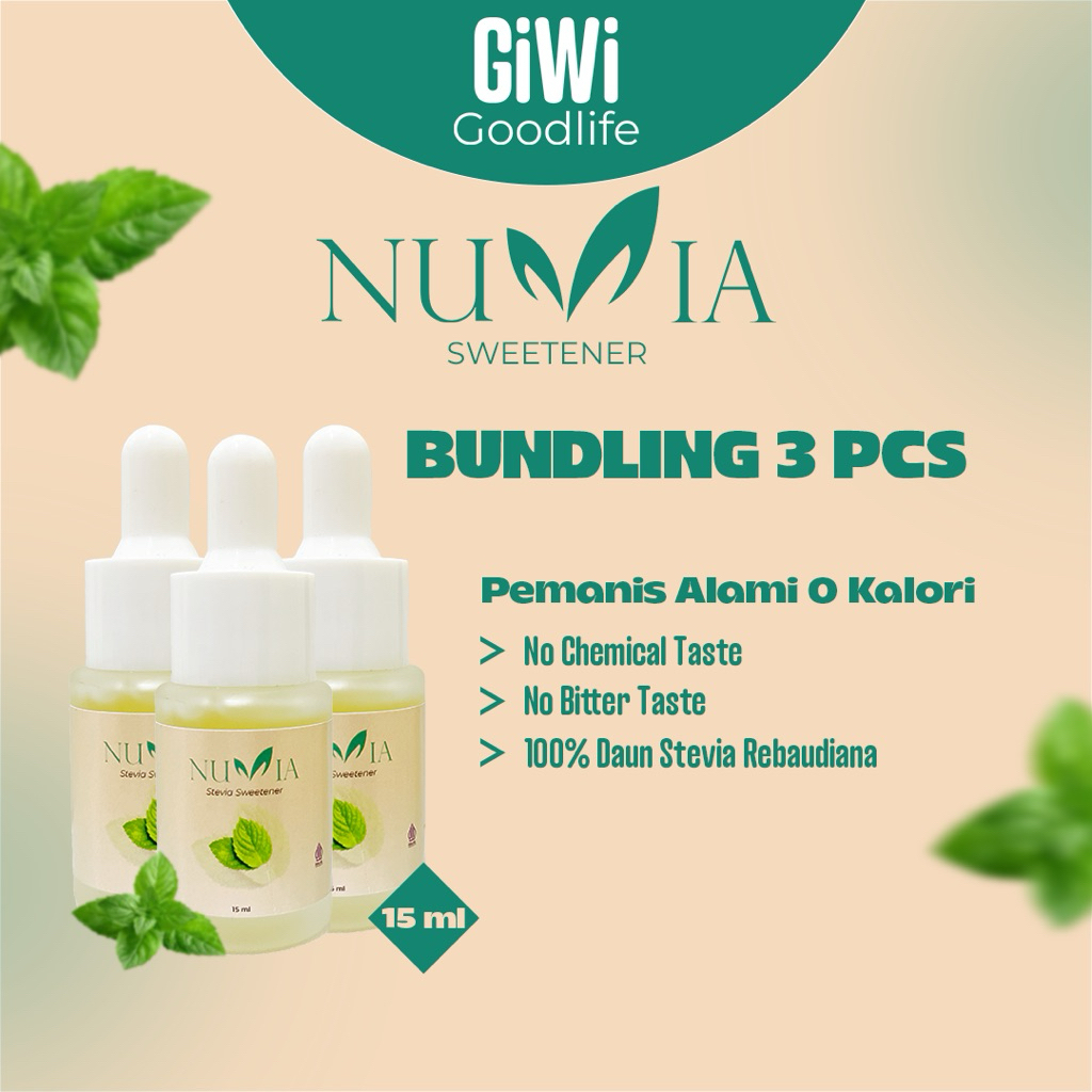 

(Bundling 3 Pcs) Nuvia Sweetener Stevia Pemanis Alami 0 kalori 15ml