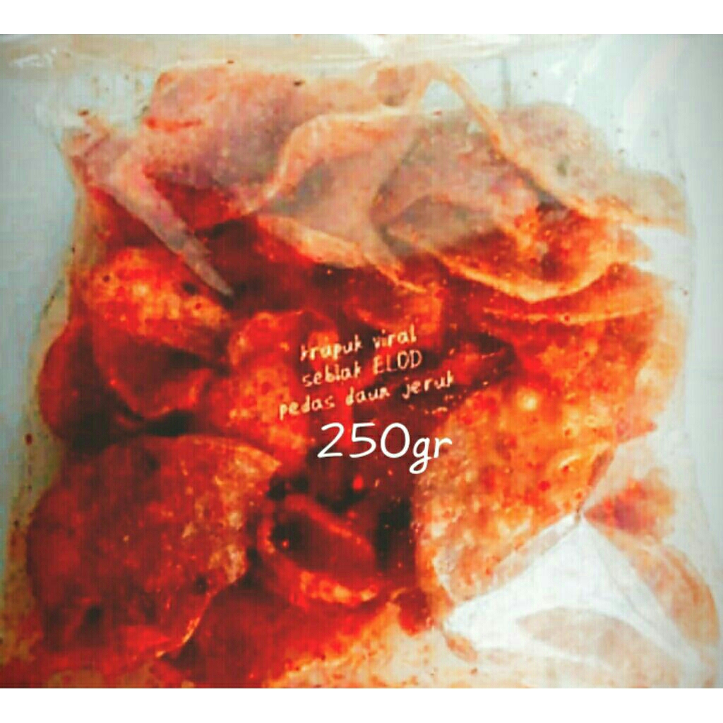 

Krupuk/sebring elod pedas daun jeruk/original asin gurih 250gr.