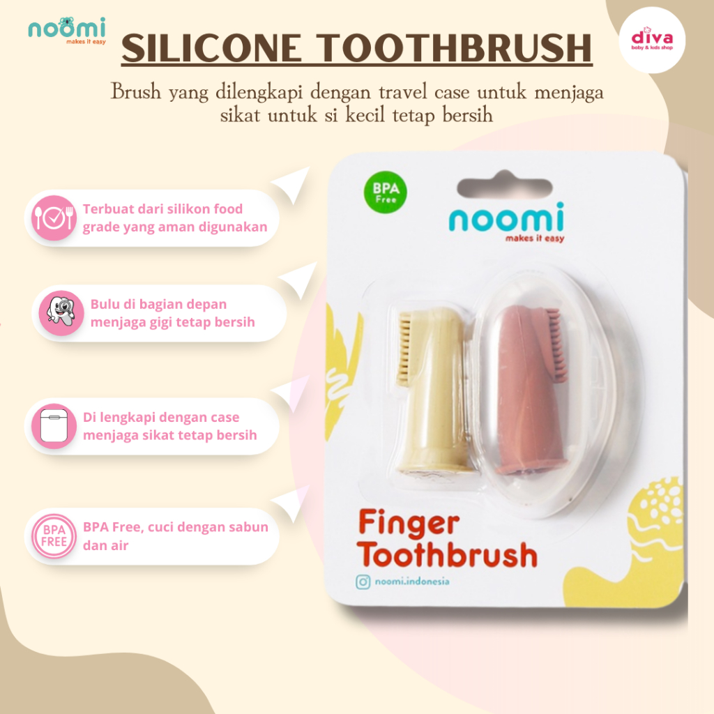 Noomi Silicone Finger Toothbrush with Case Pembersih Lidah Anak Silikon