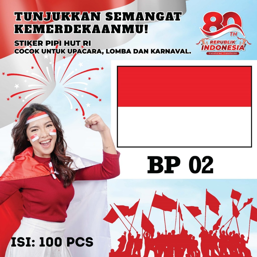 

HIGH DEMAND Stiker Bendera Merah Putih Stiker pipi Bahan Stiker Chromo Isi 100 pcs