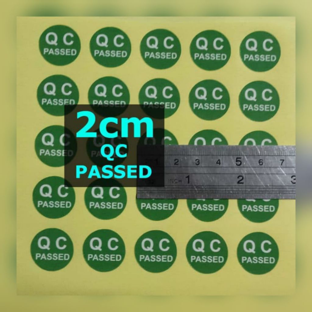 

isi 25 pcs stiker QC PASSED 2 cm TINGGAL TEMPEL