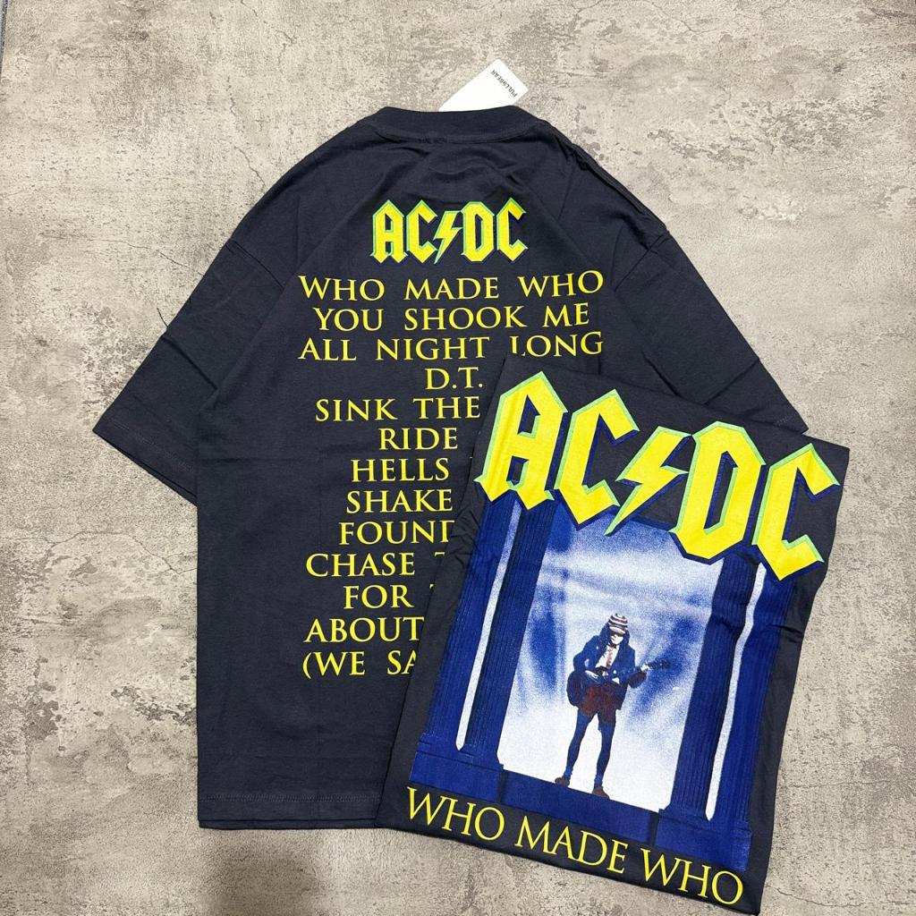 HOT Baju Kaos P&B Oversize ACDC Who Made Who - T Shirt Band Oversize Acdc Grey 24s