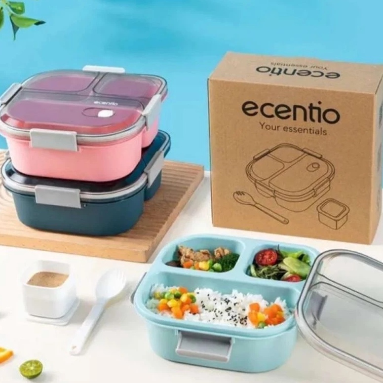 Harga Grosir Ecentio Kotak Makan Anti Tumpah 3 Grid 11ml Lunch Box Disegel Kotak Anti Bocor 11ml  EC