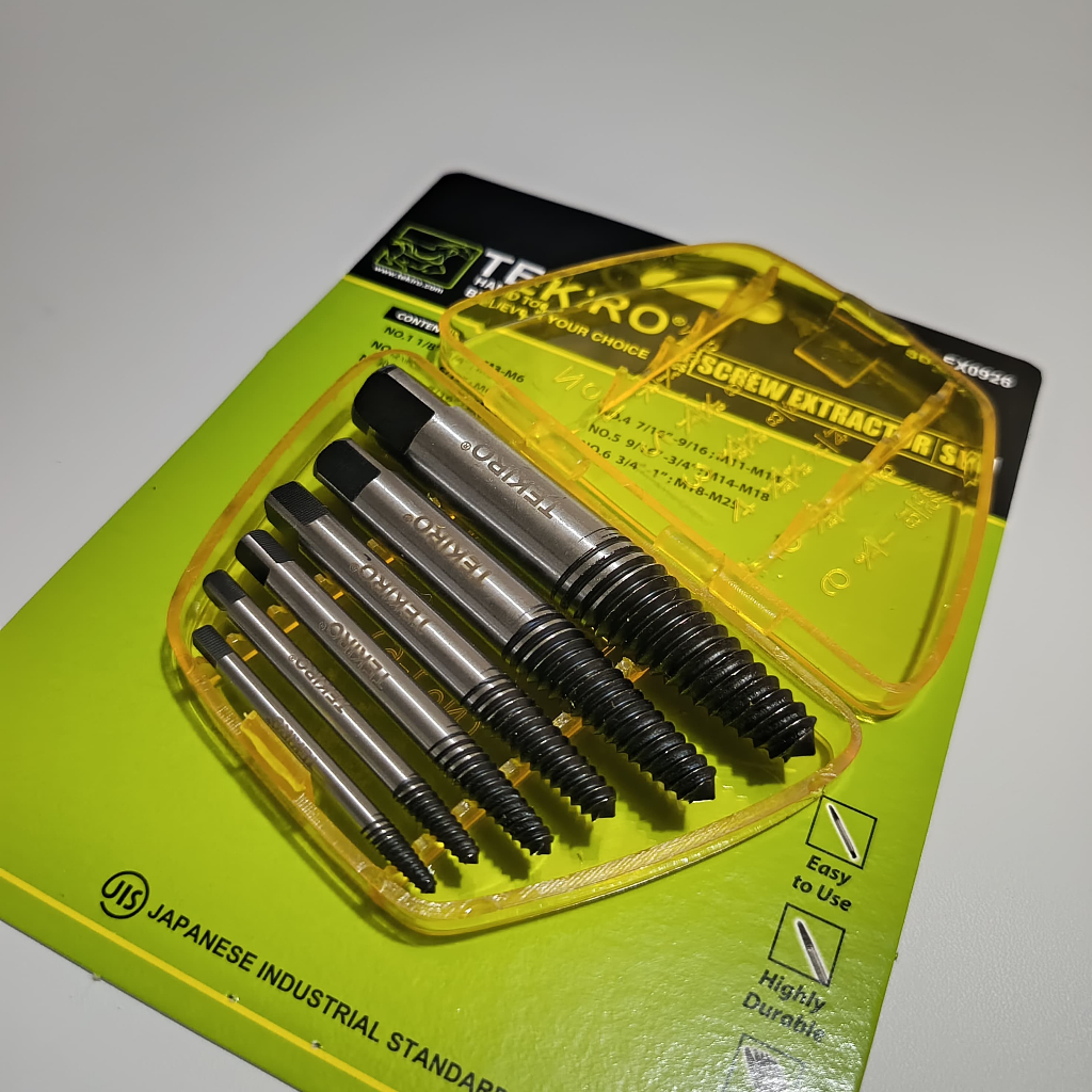 Tang Balik Tekiro Set 6 Pcs Screw Extractor Set Hand Tap Tekiro / Tekiro Tap Baut Pembuka Baut Patah
