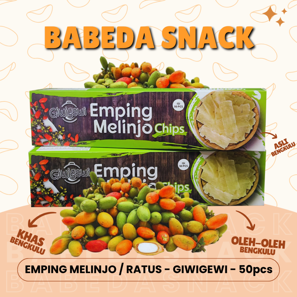 

EMPING MELINJO / RATUS - GIWIGEWI - 50pcs - OLEH OLEH KHAS BENGKULU - BABEDA SNACK