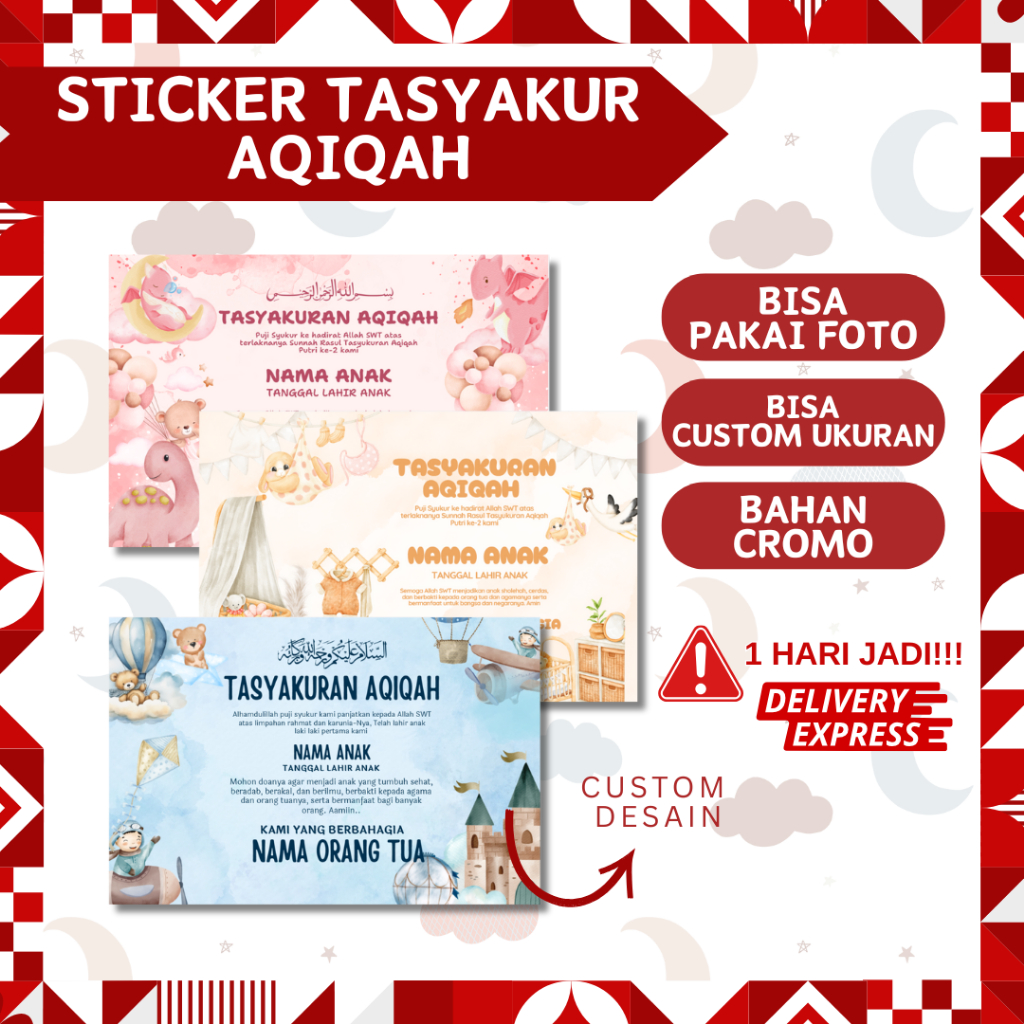 

[ISI 8-21PCS] Sticker Aqiqah Tasyakur Syukuran Bayi Custom Untuk Box Nasi Atau Box Hadiah Souvenir