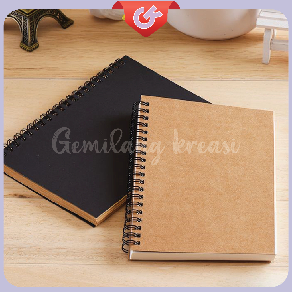 

Buku Spiral Hitam & Coklat Notebook A5&A6 Vintage Aesthetic Cover Kraft Isi 45 lembar 90 Halaman
