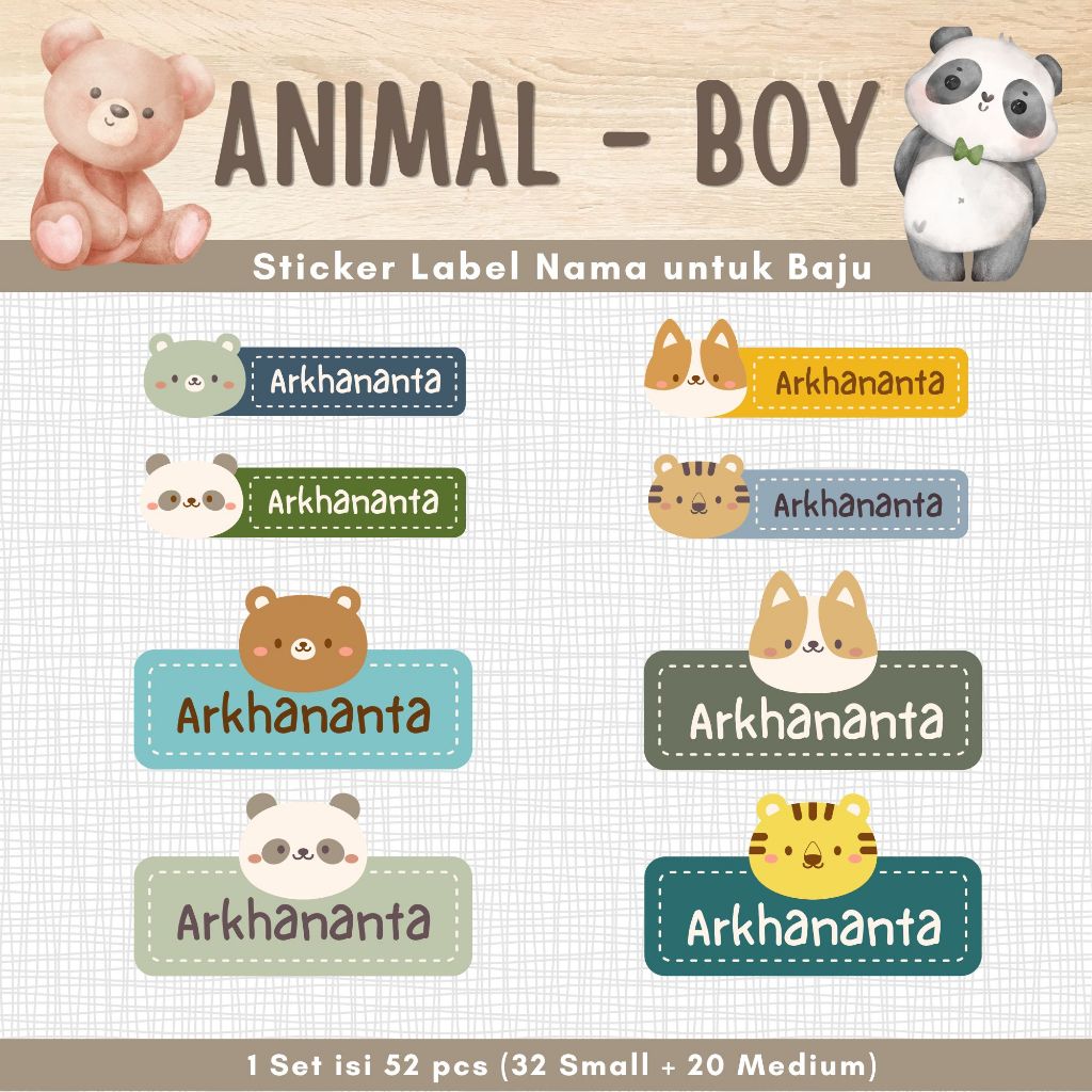 

Sticker Baju Stiker Label Nama Cetak Isi 50+ Pcs Untuk di Kain / Kaos / Seragam Sablon Setrika - Label DTF Bisa Ditempel - Custom Design