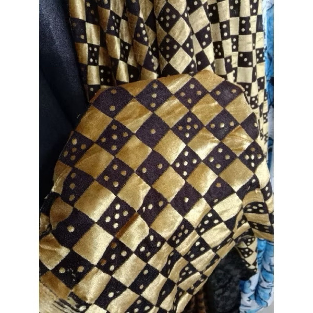 Kain Bludru Motif Kotak Premium - Kain Bludru Antik - BLUDRU Motif