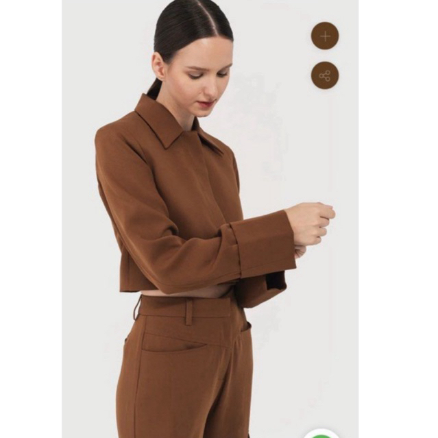 Duma Frank Cropped Blazer in Brown as seen on Dinda Yasmin