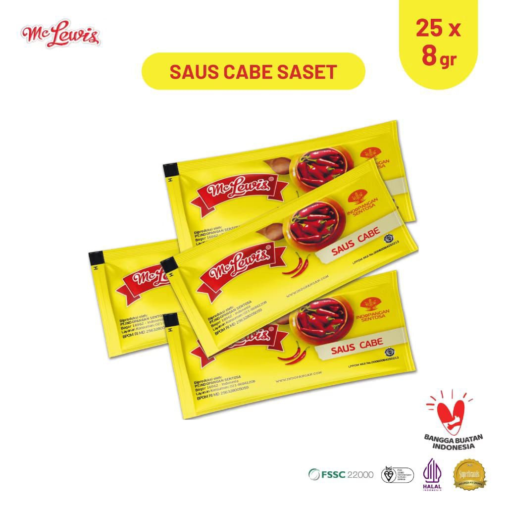 

Saos sachet Sambal & Tomat MC Lewis per pack 8gx25 pcs