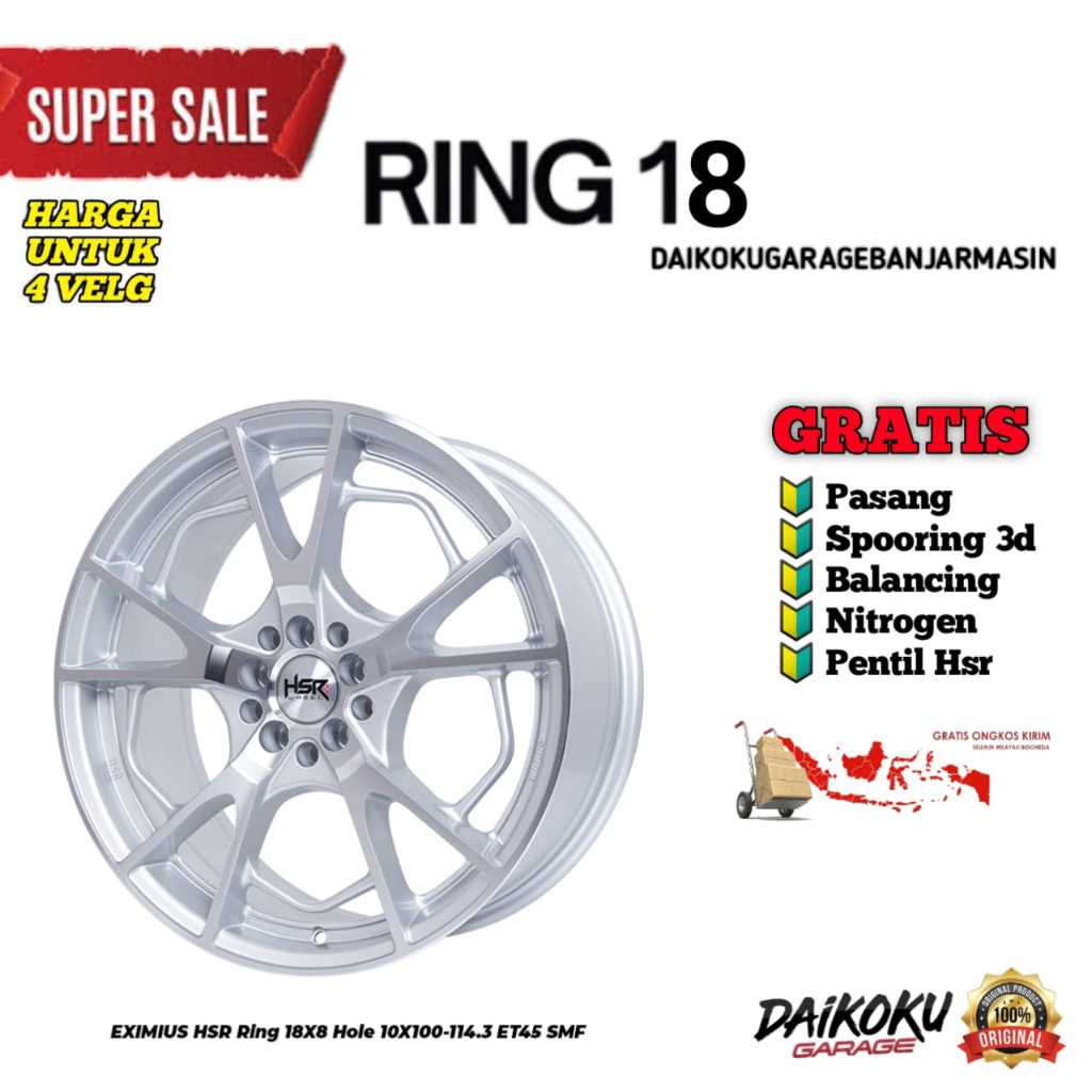 Velg Mobil NEW VELOZ , XENIA , YARIS CROS , XPANDER Ring18 hsr eximius r18 pelek racing ring 18 SALE
